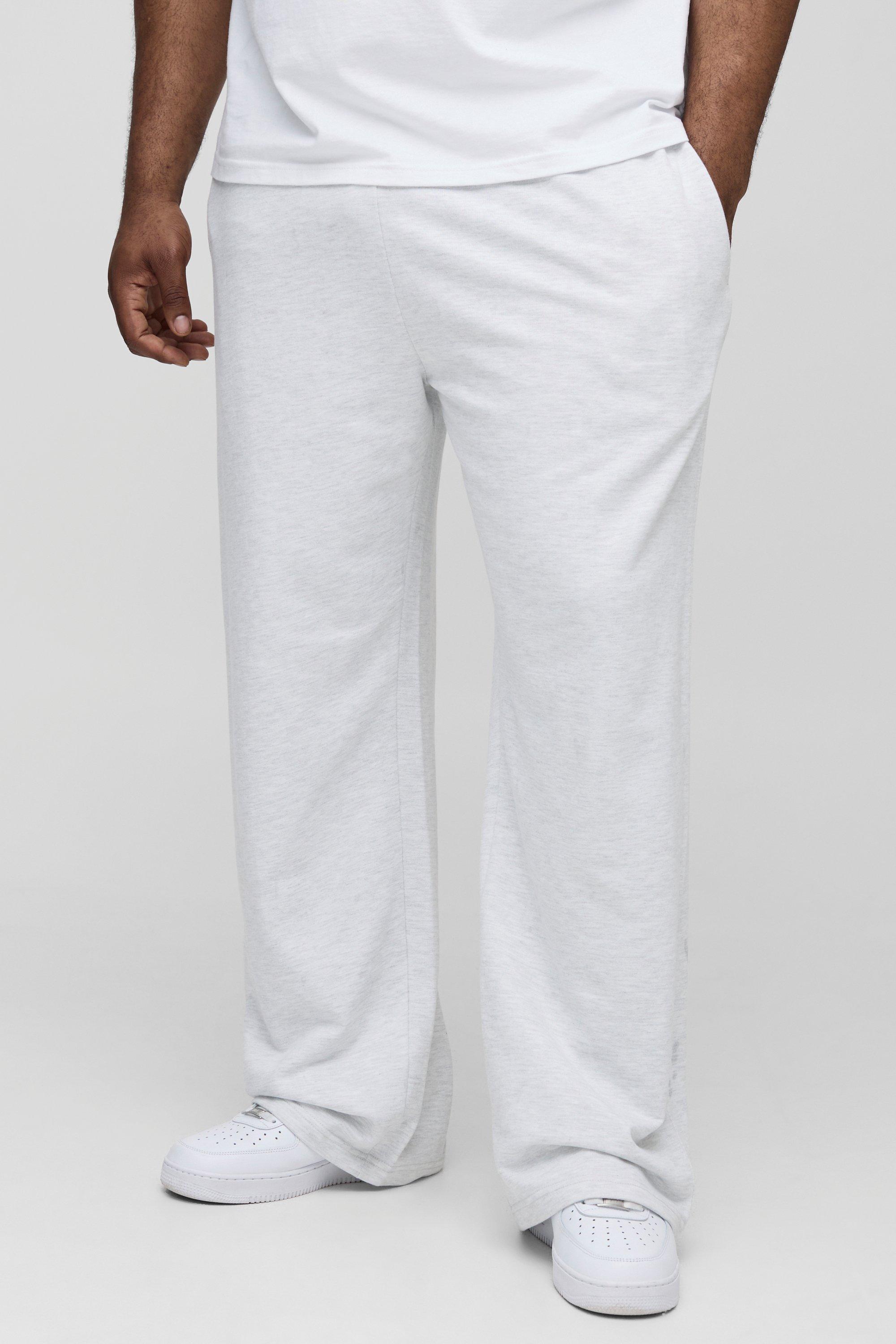 Mens Grey Plus 260GSM Loopback Straight Fit Basic Joggers, Grey